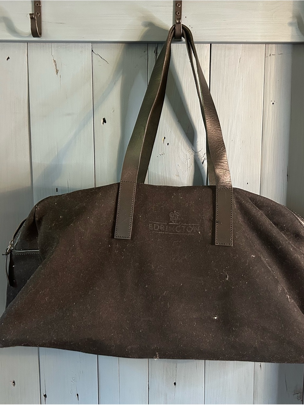Men's Black Heavy Canvas Weekender Bag w/Leather Straps - Promotional Gear